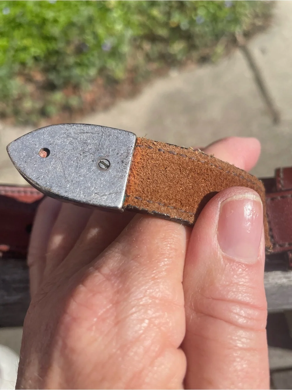 Leather Belt Solid Brass Buckle Colorful Detail Boho Western Style Large